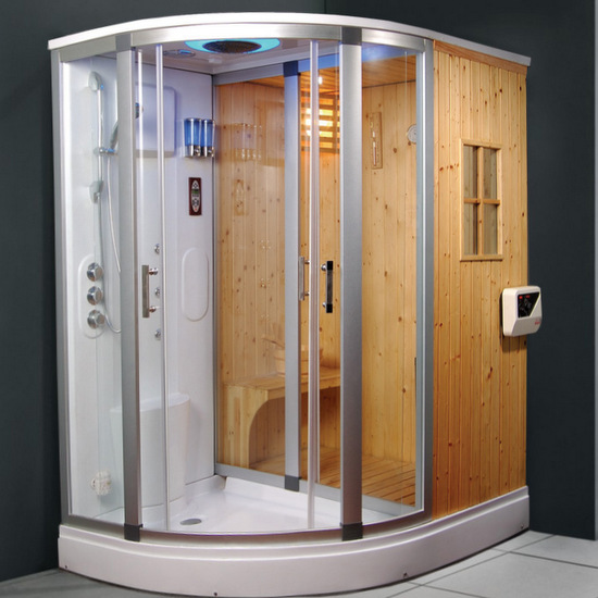 Cabina de ducha de hidromasaje 170x130 con sauna finlandesa incorporada Baño turco Cromoterapia CB020