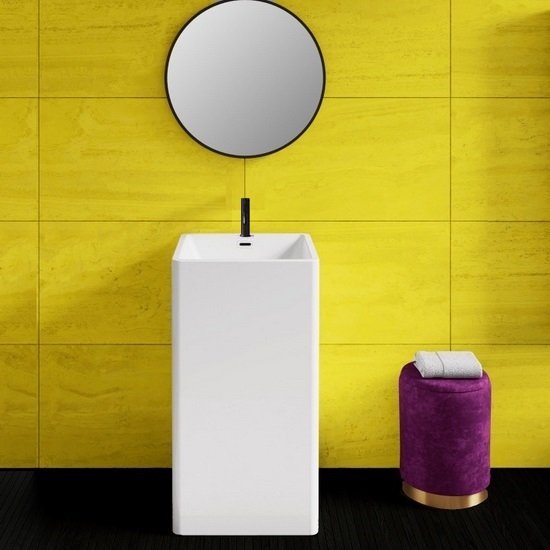 Lavabo cuadrado blanco brillante 46,5xH87 cm LAV64