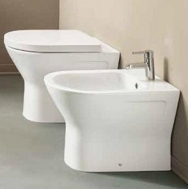 “Luna” ceramic floor-mounted sanitary ware wc and bidet modern design without rim