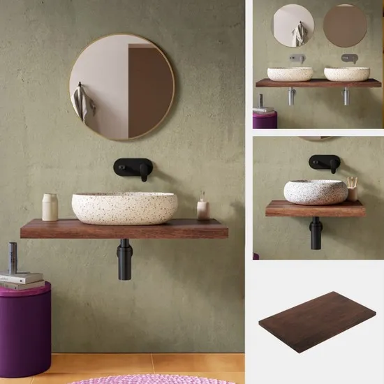 Etagère pour lavabo à poser en bois de manguier 60, 80, 100, 120 ou 140 cm