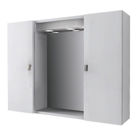 Padova mirror 94x17xH60 cm with two doors container led light socket and switch