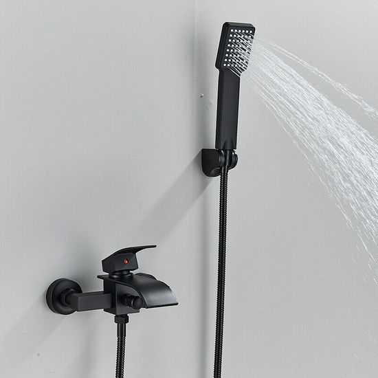 Matt black cascade faucet for bathtub with hand shower RB138