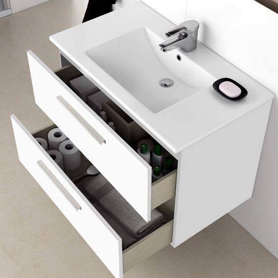 Bathroom cabinet 80 cm color ash ceramic basin mirror included "Green" model