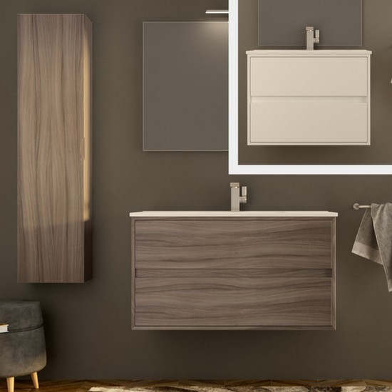 Meuble de sale de bain Liberty 74 ou 100 cm en blanc brillant,  mélèze ou chêne doux