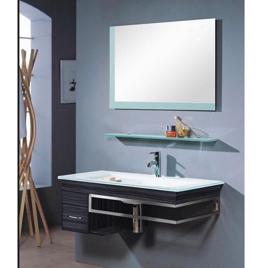 Meuble de salle de bain Smile meuble cm 100 avec vasque moderne suspendue en marbre minéral décentralisée
