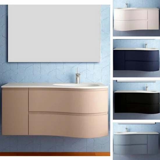 ATHENA2 Mueble de baño 120cm asimétrico Disponible en 5 colores Lavabo y espejo incluidos