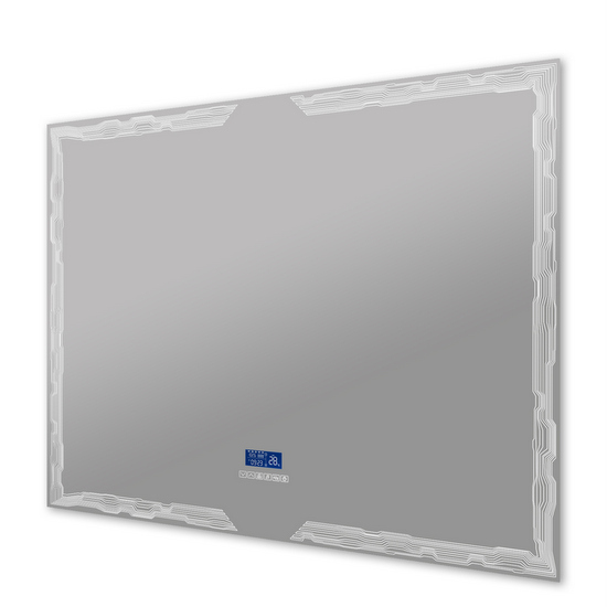 Multimedia bathroom mirror with led touch light, bluetooth speakers, radio, anti-fog and temperature detector SP051