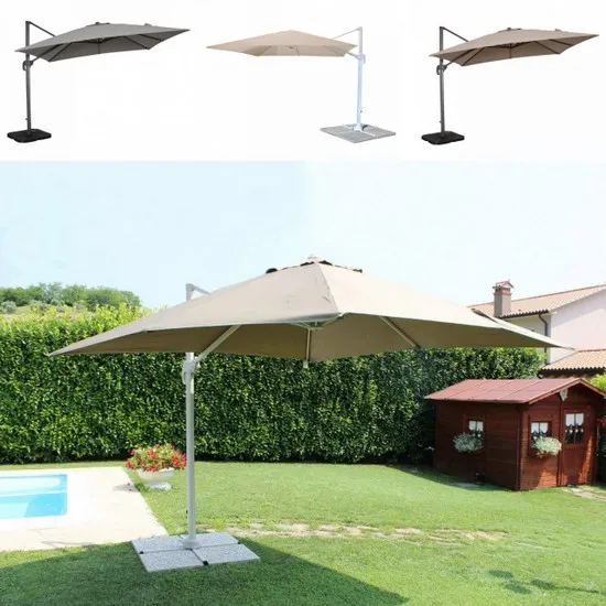 Parapluie rectangulaire 3x4m avec mât rotatif disponible en 6 couleurs OB22