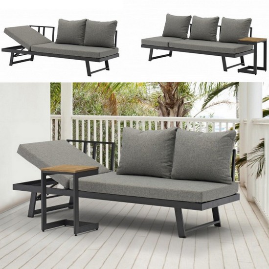 Fruit 210x78 cm Outdoor-Sofa mit Klappsitz und Couchtisch-Set für Terrasse und Gartenmöbel