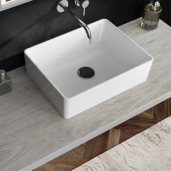 Rectangular countertop washbasin, 48x37,5 white ceramic, nicole model