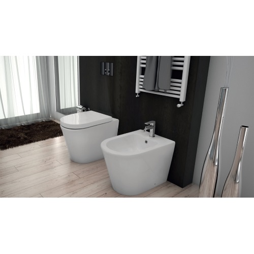 Tokyo flush to wall toilet and bidet with toilet cover included