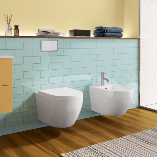 Berna wall-hung wc and bidet set with soft-close toilet cover