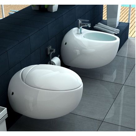 Inodoro WC Suspendido Moderno en Cerámica, Modelo Nuevo de sanitarios Bagno Italia