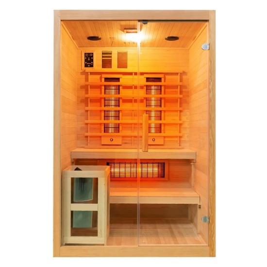 Combined Infrared and Finnish Sauna 130x120 with Full SPECTRUM Radiators and Stove SN057