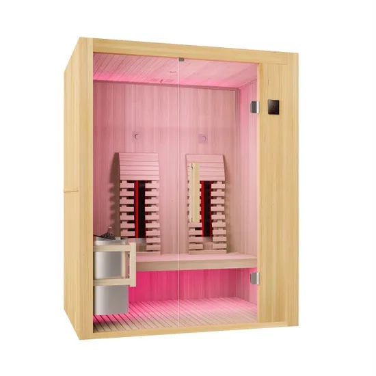 Finnish infrared combined sauna 160x110 cm two radiant Full SPECTRUM and Harvia stove SN082
