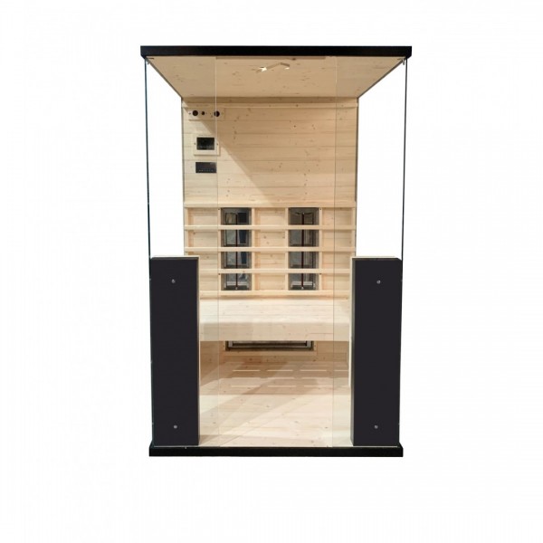 Infrared sauna for two persons 125x100 cm bluetooth connection led lights and 5 full spectrum irradiants SN072