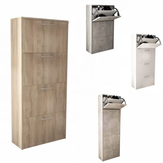 Shoe cabinet with wooden flap doors available in 4 colours and 3 sizes BM054