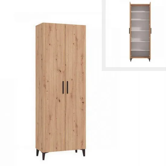 Schuhschrank 67x35xH195 cm 2 Türen Eiche hell mit Füßen BM058