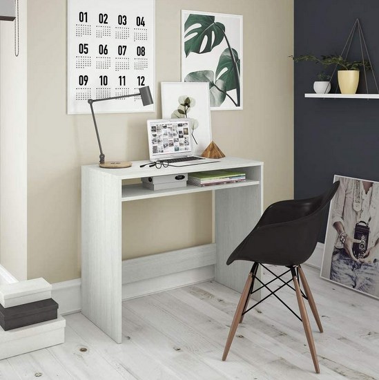 Desk with shelf 79x43xH78 cm white color suitable for study or office TL026