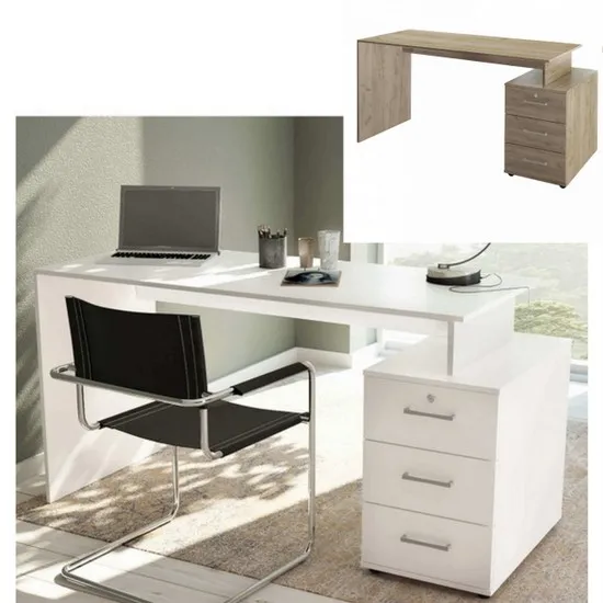 Weiß oder Ulme 139x60 cm Schreibtisch mit 3 Schubladen für Arbeitszimmer oder Büro TL034