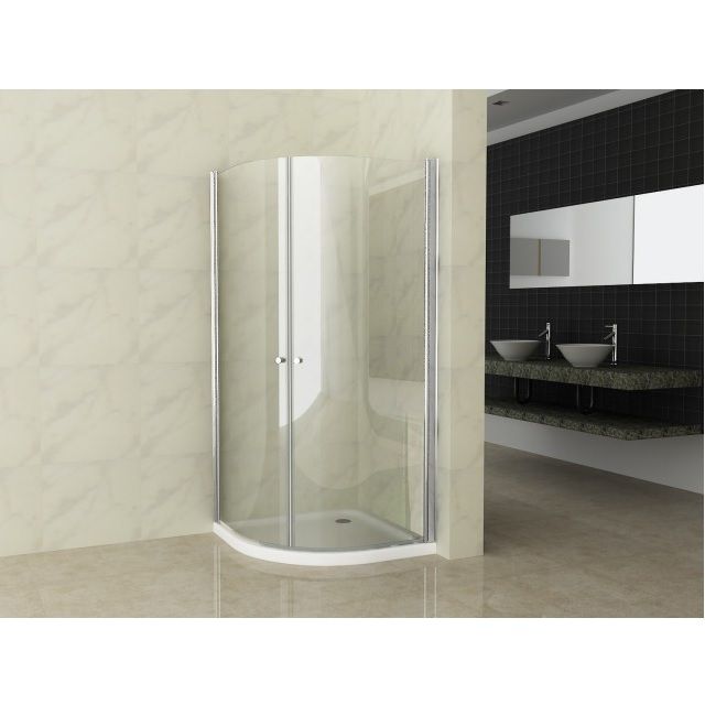 Semicircular shower enclosure, double swing opening door, 6mm transparent crystal, various sizes -  BOX031