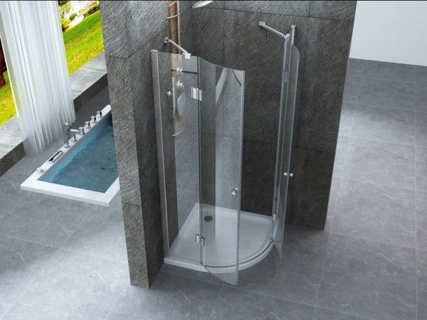 Cabine de douche en verre transparent 8mm semi-circulaire porte battante BOX021