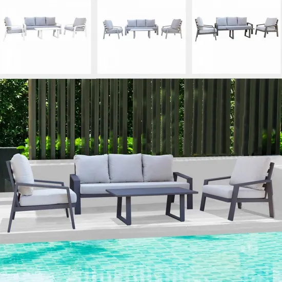 Tenerife outdoor set sofa with armchairs and coffee table available in 4 colours