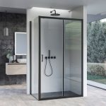 shower-box-black-fixed-door-slide-transparent-antiscale-open-2