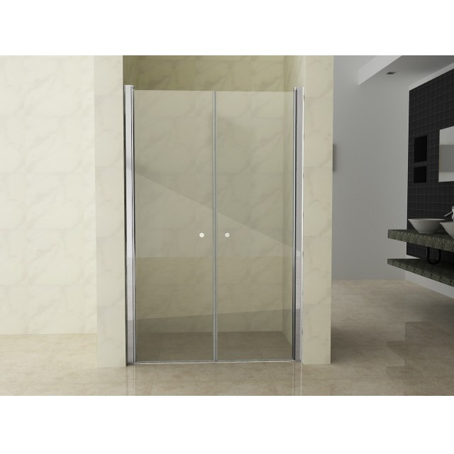 Porte de douche double façon saloon en verre transparent 6mm en plusieurs dimensions PR013
