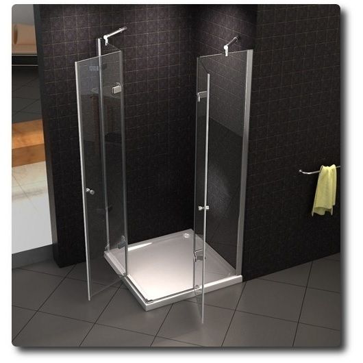 Shower enclosure with 8mm transparent glass, double swing opening door, various sizes - BOX018