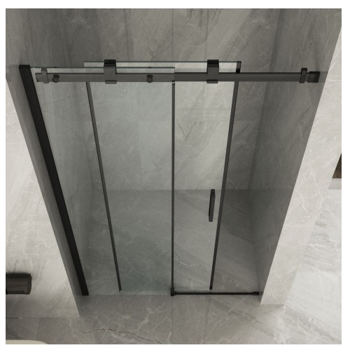 Puerta de ducha con perfiles negros 120 cm puerta corredera 8 mm cristal transparente PR038