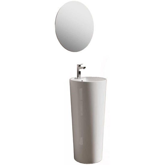 Waschtisch 38xH85 cm rund poliert weiß Einlochmontage freistehend LAV82