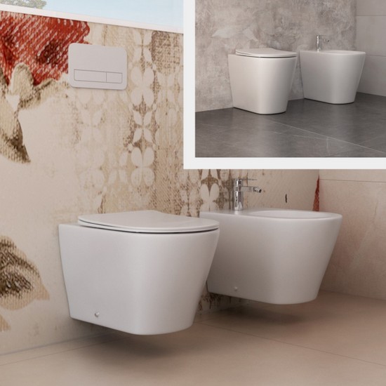 Storm wandhängende oder bodenstehende Sanitärobjekte modernes Bidet und WC mit WC-Sitz inklusive