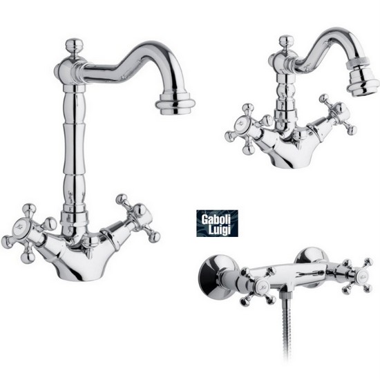 Classic style tap with handles for washbasin or bidet or shower brand Gaboli RB71