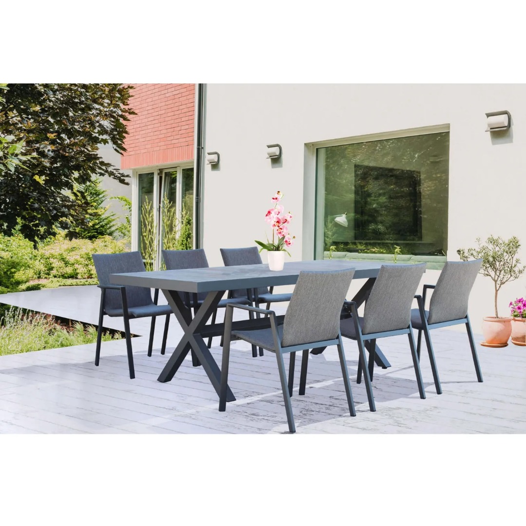 Xavier2 200x100 Cm Garden Table With X legs In 2 Colours And Wood Xavier2 200x100 Cm Garden Table With X legs In 2 Colours And Wood