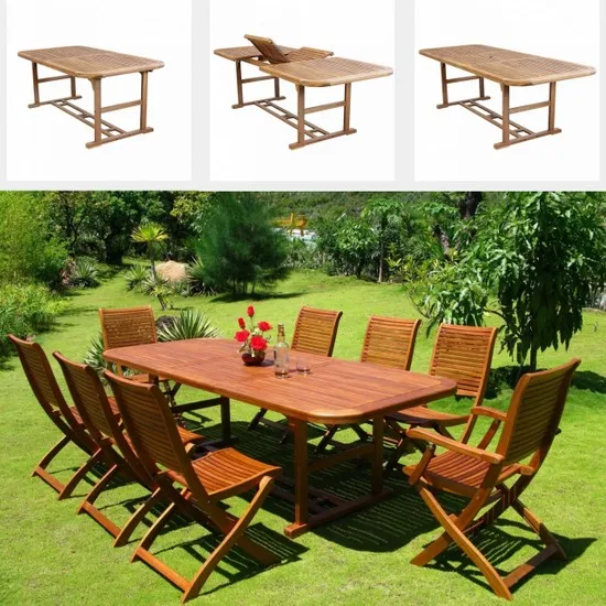 Mesa de exterior de acacia maciza 180/240x100cm extensible modelo Silvia2