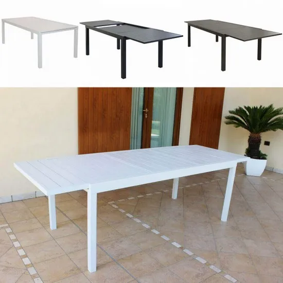 Extendable garden table 160/240 or 200/300 cm available in White Tortora Talpa or Anthracite model Polly