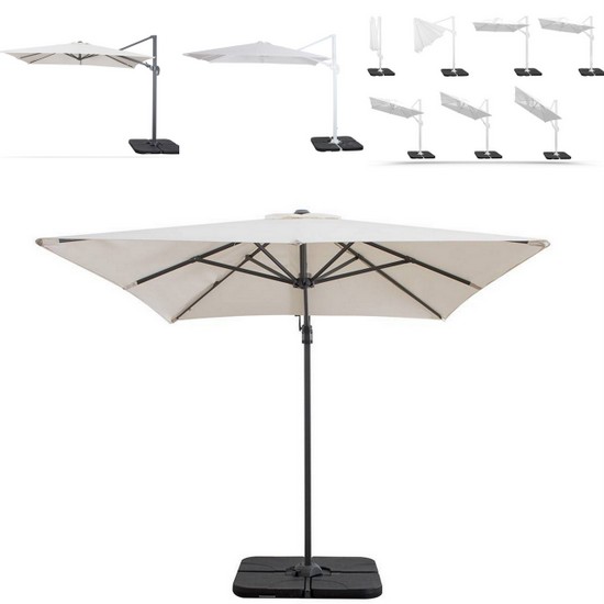Sombrilla basculante y orientable OB15 cuadrada o rectangular blanca o cruda