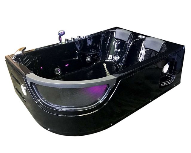 angular whirlpool bath 180x120 black 9 jets hydromassage fm radio color therapy vs055