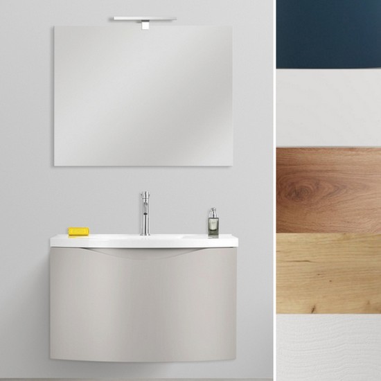 Meuble de salle de bain suspendu 80 ou 100 cm en 6 couleurs et miroir inclus Modèle Debby2
