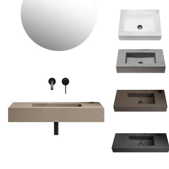 Lavabo suspendu en gelcoat disponible en 60, 80, 100 et 120 cm dans 5 coloris effet pierre LAV57
