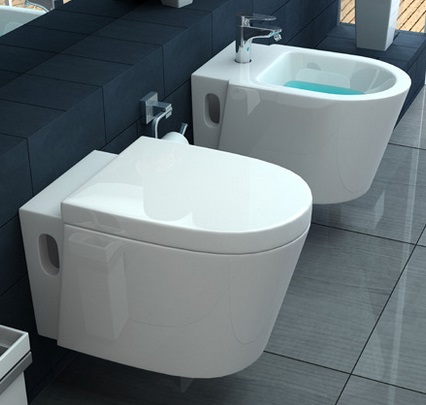 WC suspendu et bidet ou bidet en céramique Salle de bain Italia avec WC à fermeture ralentie mod