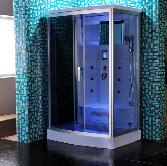 Cabina de ducha hidromasaje 120x90 cm baño turco completo opcional bluetooth CB095