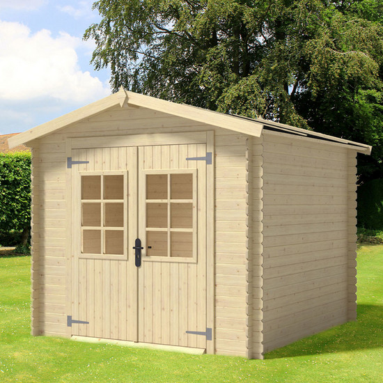 Wooden house 246x200 cm for exterior door with double door and windows CS002